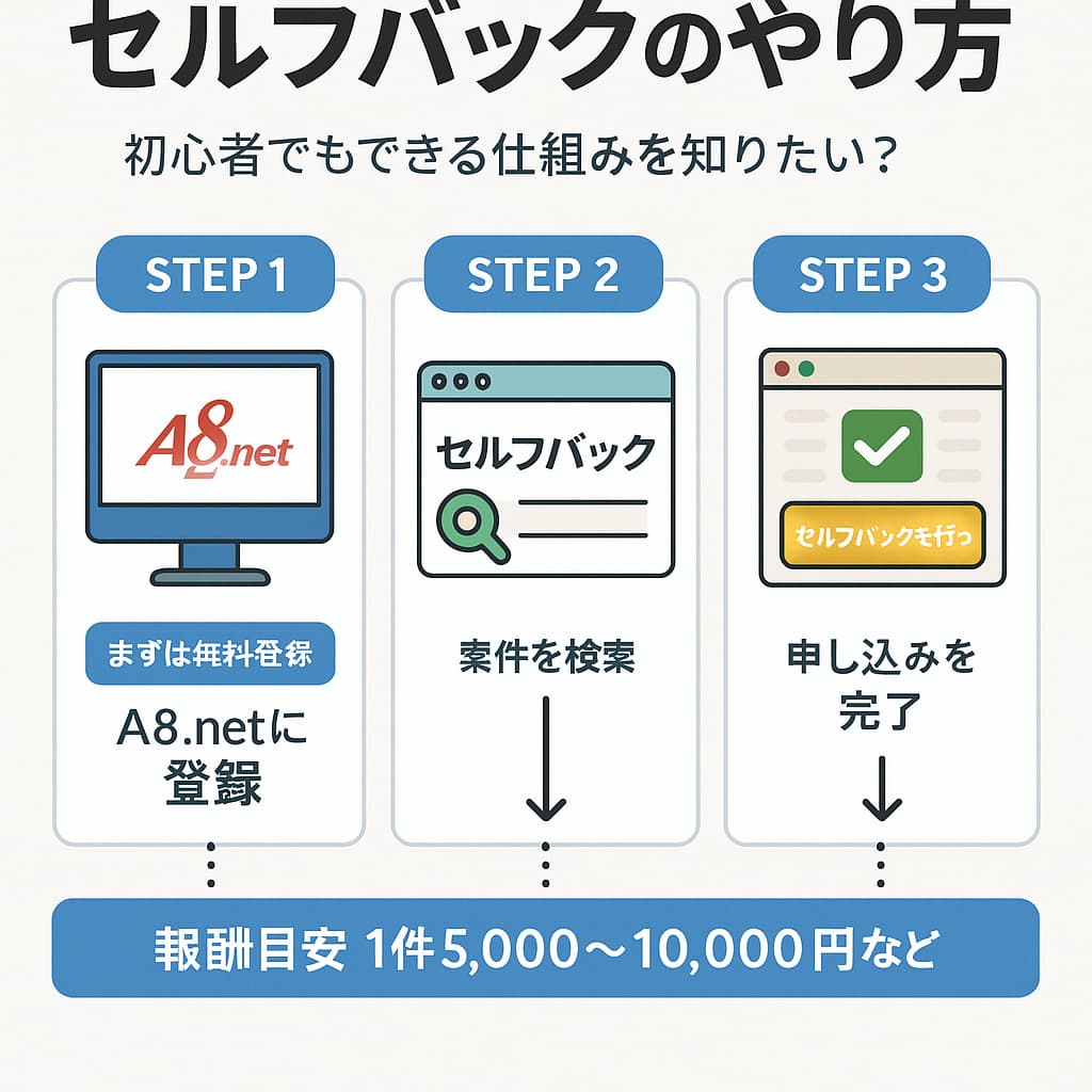 A8.netを使ったセルフバックのやり方図解