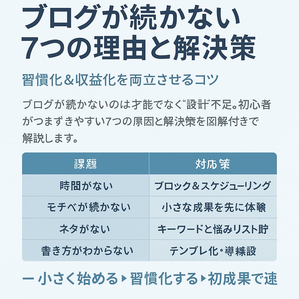 ブログが続かない7つの原因と対策マップ