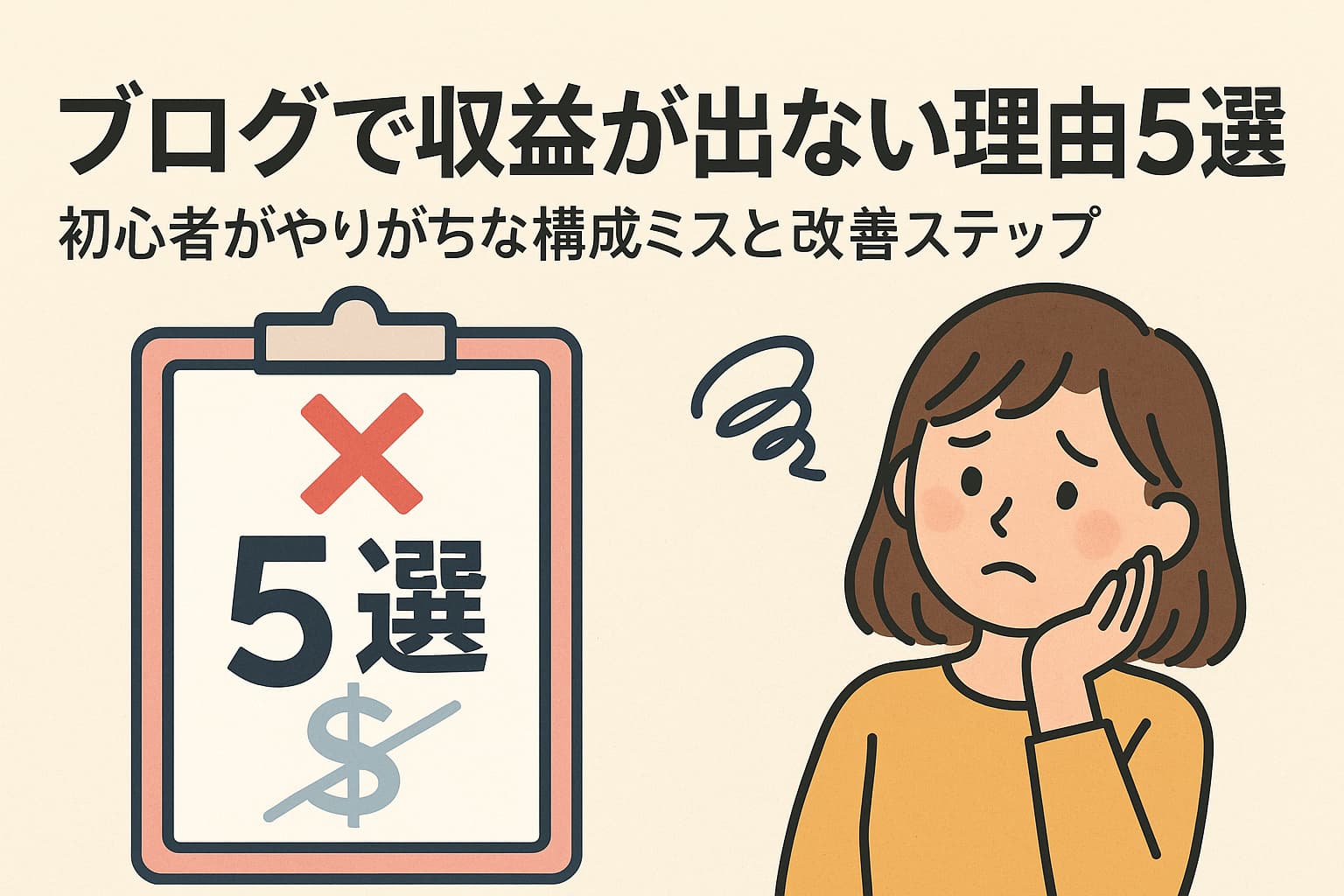 収益が出ない初心者に共通する5つの構成ミスと改善ポイントの図解
