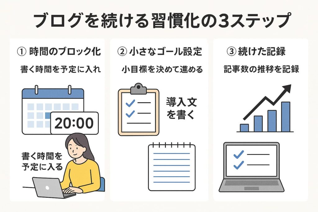 ブログを続けるための習慣3ステップ