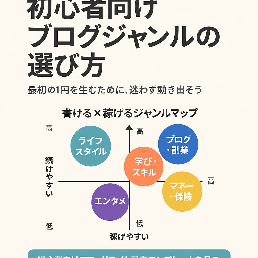 初心者向けブログジャンルを比較した図（継続×収益性マップ）